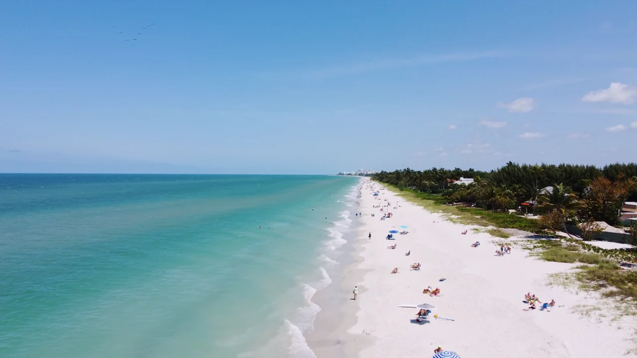 Aerial coastline and Gulf beach in Southwest Florida